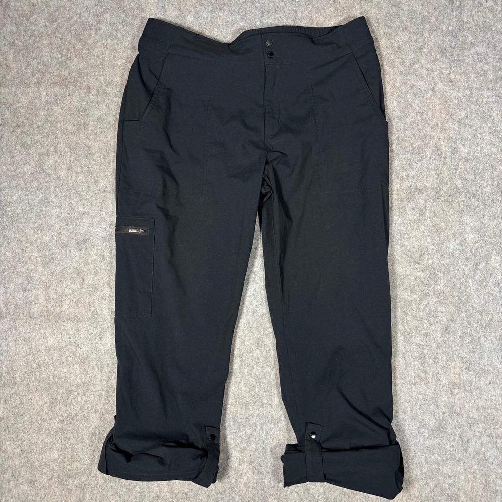 Columbia Roll Up Pants Womens 14 Black Straight Leg Hiking Outdoor Utility gorp